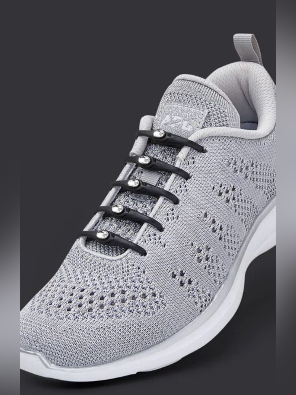 NIB “change sneakers to slip-ons” Hickies Swarovski crystals WHITE Lacing System